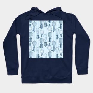 Vintage Light Bulbs in Blue Hoodie